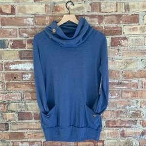 Cowl-Neck Sweatshirt with Buttons